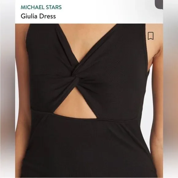 NWT Michael Stars Giulia Dress in Black. Size M Bodycon Summer Tank Dress - Picture 3 of 6